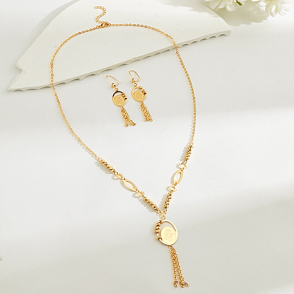 Винтажные комплекты из овальных железных серег и ожерелий с кисточками в стиле ближневосточного богемного стиля для женщин