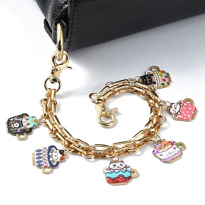 Enamel Cat Bag Chains Strap, Light Gold Tone Alloy Purse Chains, for Bag Replacement Accessories