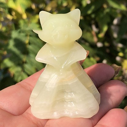 Figuras de gato talladas en jade natural afgano, para la decoración de escritorio de la oficina en casa