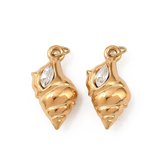 304 нержавеющая сталь с подвесками из прозрачного кубического циркония, подвески в форме раковины, ионное покрытие (ip), с целью перехода в кольце