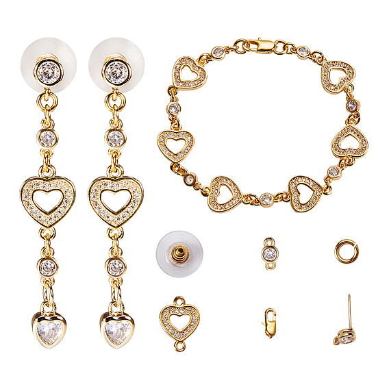 DIY Earring Making,  Brass Micro Pave Cubic Zirconia Links, Brass Open Jump Rings, Brass Lobster Claw Clasps and Earring Ear Nuts Earrings Backs