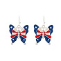 Flag Color Butterfly Enamel Dangle Earrings with Crystal Rhinestone, Independence Day Theme Alloy Jewelry for Women