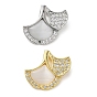 Brass Micro Pave Clear Cubic Zirconia with Resin Pendants, Ginkgo Leaf Charms