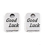 Tibetan Style Alloy Charms, Rectangle with Word Good Luck