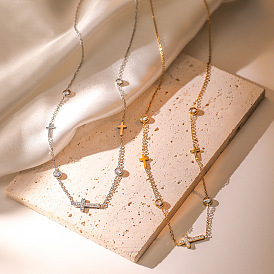 Религия 304 цепочки из нержавеющей стали с прозрачными кубическими циркониями и крестообразным плетением для женщин