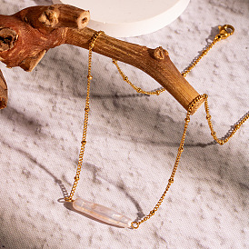 Ожерелья с подвесками в виде жемчужных палочек во французском стиле, 304 женские ожерелья-цепочки из нержавеющей стали, цветочный белый