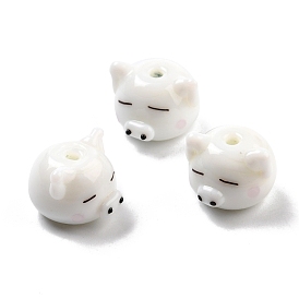 Handmade Porcelain Beads, Pig Head