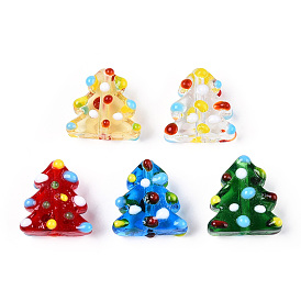 Christmas Theme Handmade Lampwork Bumpy Beads, Christmas Tree