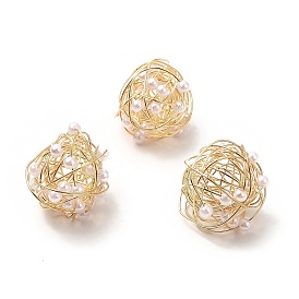 Wire Wrapped Acrylic Beads, with Brass Findings, Cadmium Free & Lead Free