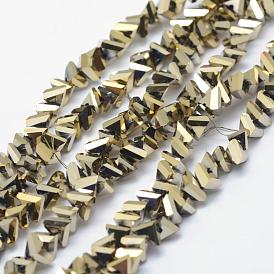 Electroplate Glass Beads Strands, Full Rainbow Plated, Faceted, Triangle