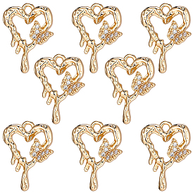 8 кулоны из латуни с микрочастицами и кубическим цирконием., без кадмия, без никеля и без свинца, сердце