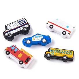 Food Grade Eco-Friendly Cartoon Vehicle Silicone Focal Beads, Silicone Teething Beads