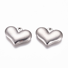 304 pendentifs coeur estampés en acier inoxydable, accessoires de fabrication de bijoux artisanaux, pour femme