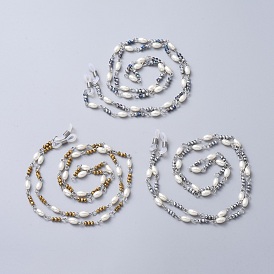 Chaînes de lunettes, tour de cou pour lunettes, perles de verre, pièces en verre imitation perle et 304 en acier inoxydable