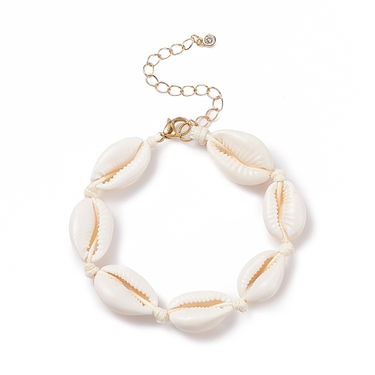 Natural Cowrie Shell Braided Beaded Bracelet for Women