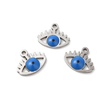 316L Surgical Stainless Steel Charms, with Enamel, Evil Eye Charm