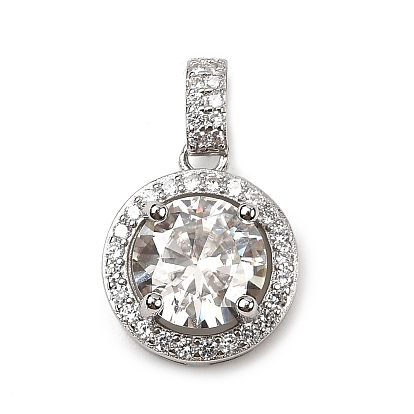 925 плоские круглые подвески из стерлингового серебра с кристаллами муассанита и стразами, родий