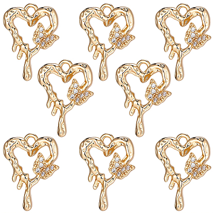 8 кулоны из латуни с микрочастицами и кубическим цирконием., без кадмия, без никеля и без свинца, сердце