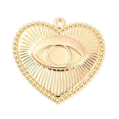 Rack Plating Brass Pendant Cabochon Setting, Heart with Eye Charm