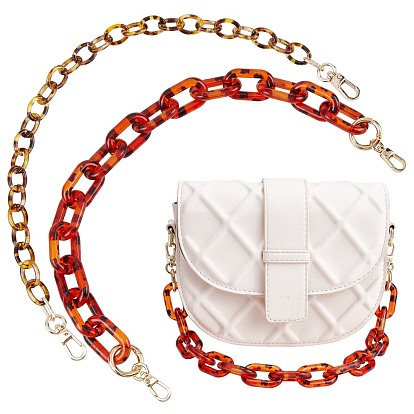 2Pcs 2 Colors Acrylic Decoration Chains Purse Bag Handle, with Aluminum Links and Alloy Swivel Clasps, for Replacement Bag Accessories