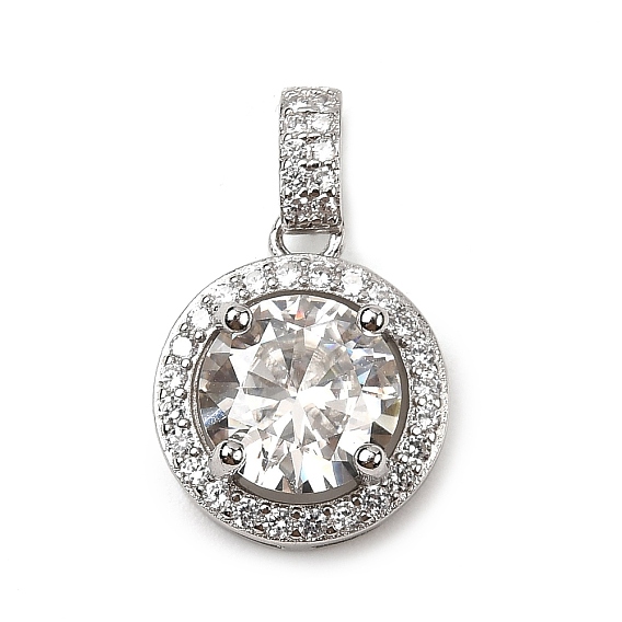 925 плоские круглые подвески из стерлингового серебра с кристаллами муассанита и стразами, родий