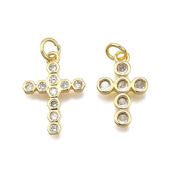 Латунные микро проложить кубического циркония подвески, крестик, долговечный, без свинца и без кадмия, с целью перехода в кольце