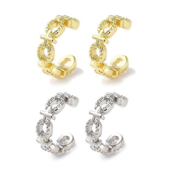 Серьга-кафф из латуни с покрытием стойки, долговечный, без свинца и без кадмия, крестик