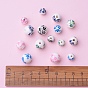 Handmade Printed Porcelain Beads, Round with Flower