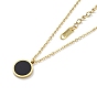 Flat Round Acrylic Pendant Necklaces, with 304 Stainless Steel Cable Chains
