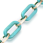 Handmade Acrylic & Aluminium Cable Chains, Imitation Gemstone, Oval, for Jewelry Making, Light Gold