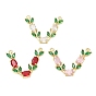 Brass Micro Pave Cubic Zirconia Connector Charms, with Glass, Flower Links, Golden