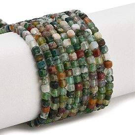 Natural Indian Agate Beads Strands, Faceted Table Cut Cube