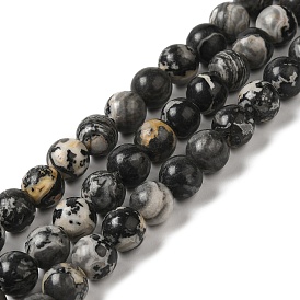 Natural Black Agate Beads Strands, Dyed, Round