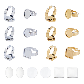 Наборы для самостоятельного изготовления колец разных форм, включая 304 регулируемые кольца из нержавеющей стали, Кабошоны из стекла