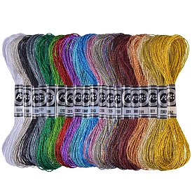12-Ply Metallic Polyester Embroidery Floss, Glitter Cross Stitch Threads for Craft Needlework Hand Embroidery, Friendship Bracelets Braided String