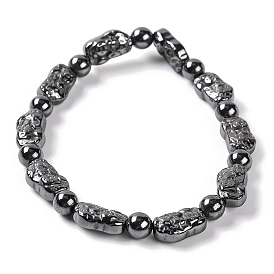 Round & Nuggets Synthetic Non-magnetic Hematite Beaded Stretch Bracelets for Women