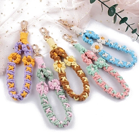 Hand-woven Cotton Flower Pendant Decorations, for Home Car Bag Hanging Ornaments