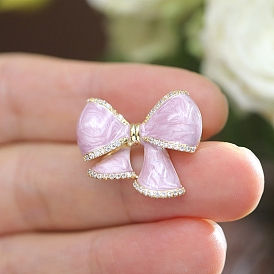 Bowknot Enamel Pins, Alloy Rhinestone Brooches for Backpack Clothes