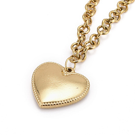304 Stainless Steel Pendant Necklaces, with Toggle Clasps, Heart