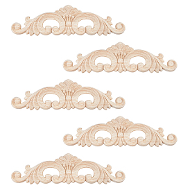 Резная накладка из каучукового дерева, центральная цветочная длинная аппликация, дверной шкаф-кровать неокрашенный декор европейский стиль