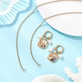 Подвеска из раковины морского ушка и серьги-кольца с жемчугом из раковины и натуральным пресноводным жемчугом., 304 комплект украшений из нержавеющей стали для женщин