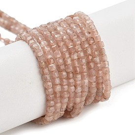 Natural Strawberry Quartz Beads Strands, Faceted Table Cut Cube