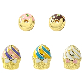 5 шт. 5 стили подставка для пончиков и тортов покрытие латунные эмалевые бусины, без кадмия и без свинца, долговечный, реальный 18 k позолоченный