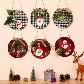 Christmas decorations wreath wood plank pendant patch wooden house number door hanging Christmas pendant wreath