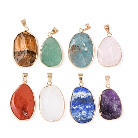 Природные смешанные подвески драгоценных камней, самородки прелести, с латунной кромкой, золотые