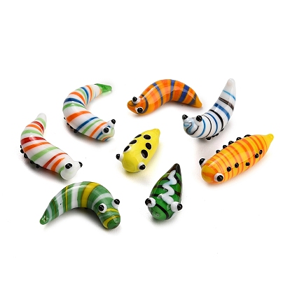 Handmade Lampwork Worm Figurines, for Home Office Desk Decoration