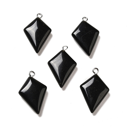 Gemstone Pendants, Kite Charms, with Stainless Steel Color Tone Stainless Steel Loops