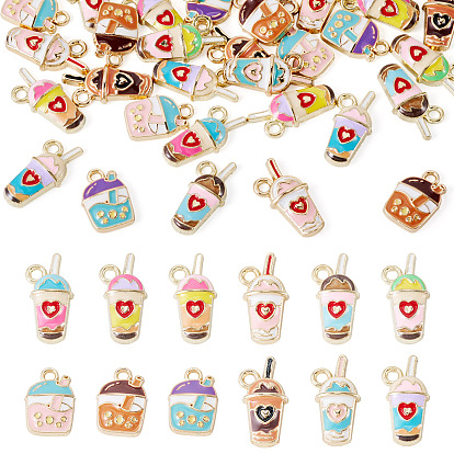 48Pcs 12 Styles Alloy Enamel Pendants, Golden