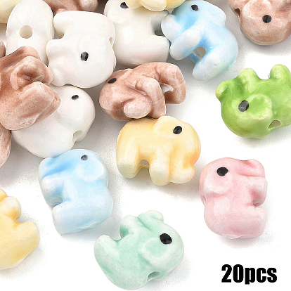 20шт. фарфоровые бусины ручной работы, расписанные вручную керамические бусины, Famille выросли стиле, слон