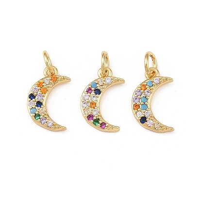 Латунные микро проложить кубического циркония прелести, Луна прелести, стойки покрытие, долговечный, без кадмия и без свинца, с целью перехода в кольце